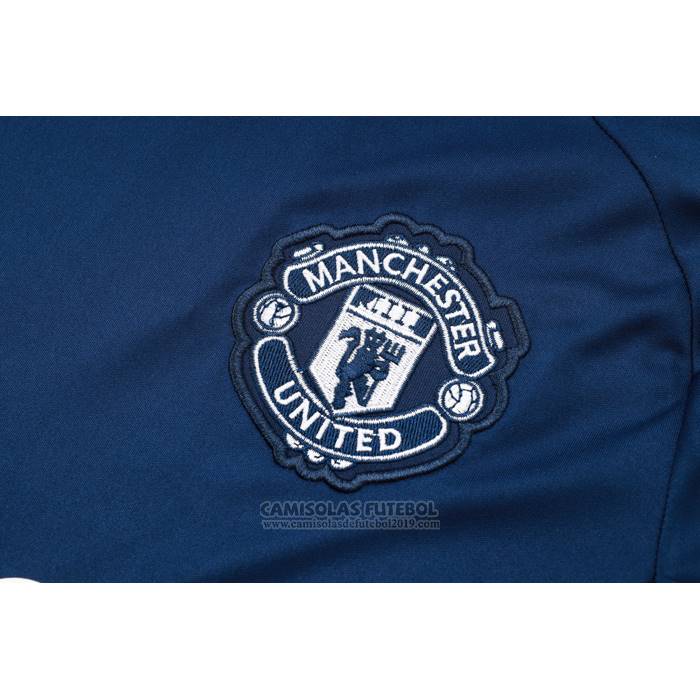 Fato de Treino Manchester United Manga Curta 2024-2025 Azul - Calcas Curta